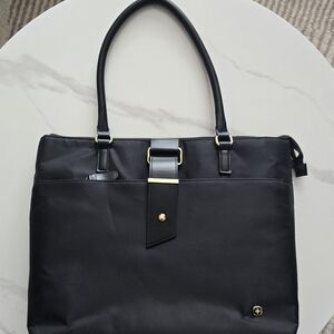 Black Tote Bag with Gold Accents